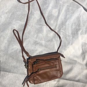 Brown Pleather Side Purse